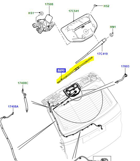 WIPER BLADE REAR SCREEN LR043987