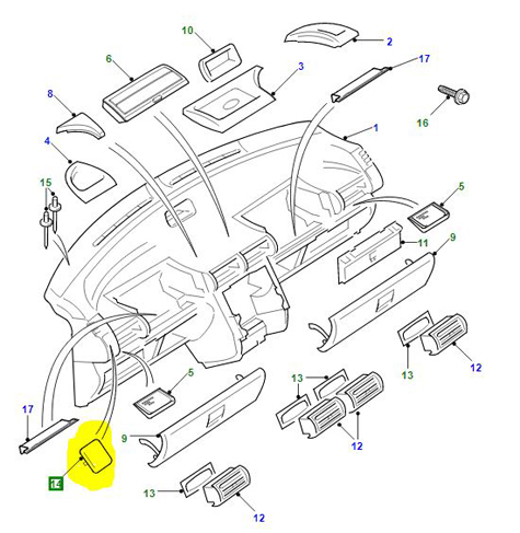 BLANKING PLUG MIRROR CONTROL BLACK FBV100950PUY