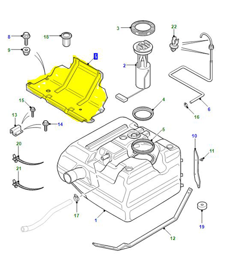 BERCEAU SUPPORT DE RÉSERVOIR DEFENDER 90 TD5 ET PUMA WFI100070