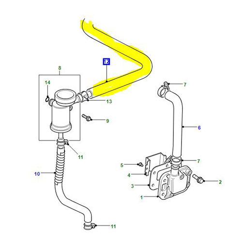 TUYAU RESPIRATEUR 300TDI CYCLONE ÉPURATEUR D’AIR LLH500200