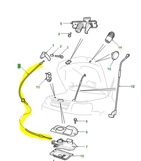 BONNET RELEASE  CABLE ALR8167