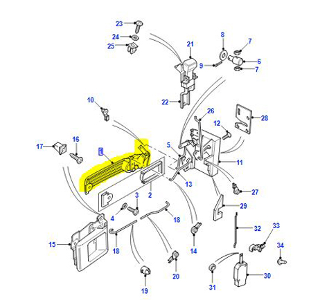 ASSEMBLAGE DE LA POIGNÉE DE LA PORTE AVANT D MXC2729 LR066531
