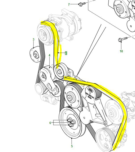 DRIVE BELT DEFENDER PUMA 2.2L LESS AIR CONDITIONING  LR031361G