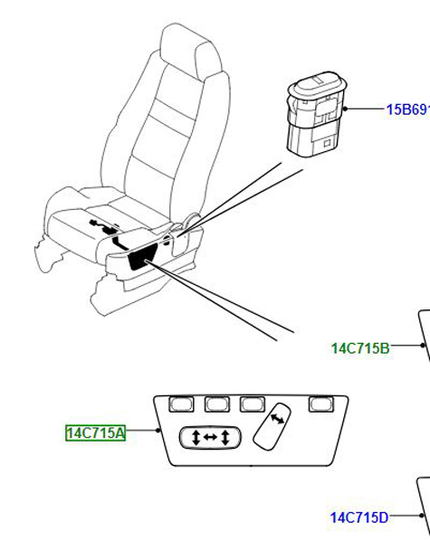 SWITCH ELECTRIC FRONT SEAT LEFT HAND WITH MEMORY SEAT YUB500170PVJ