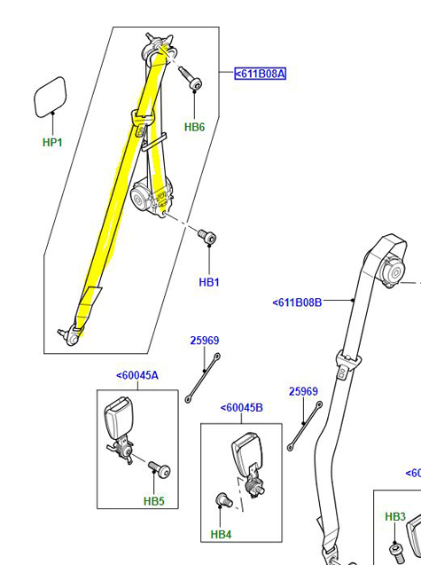 CEINTURE DE SÉCURITÉ ARRIÈRE GAUCHE EVL501030PMA
