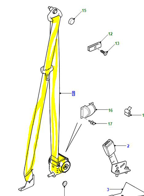 SEAT BELT LONG PART LEFT HAND FRONT EVB500830PMA