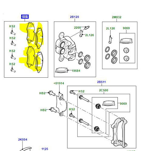 BRAKE LINING FRONT RANGE ROVER SPORT 18 CALIPER LR162044