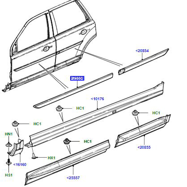 MOULURE – PORTE EXTERIEURE AVANT GAUCHE LR016667