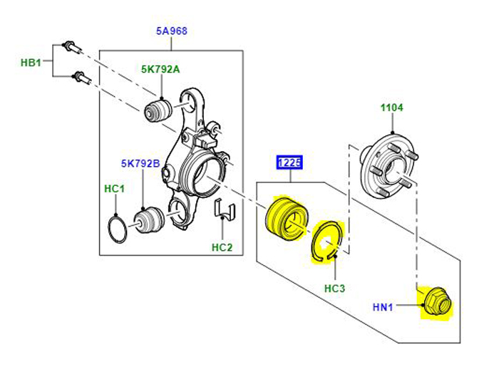 KIT DE ROULEMENT DE MOYEU ESSIEU ARRIÈRE LR045917G