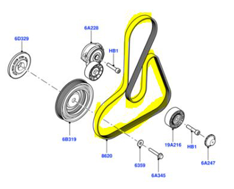 ENGINE MAIN DRIVE BELT 2.2L DSL FL2 LR000996