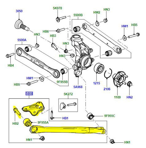 SUSPENSION ARM LEFT HAND REAR LR001176