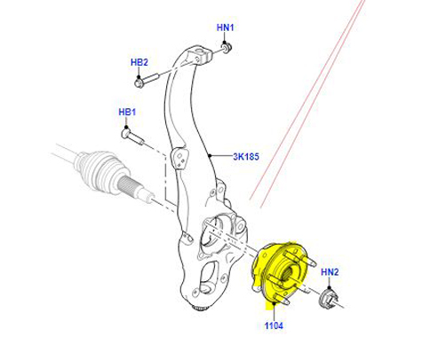 FRONT HUB AND BEARING VELAR LR179002