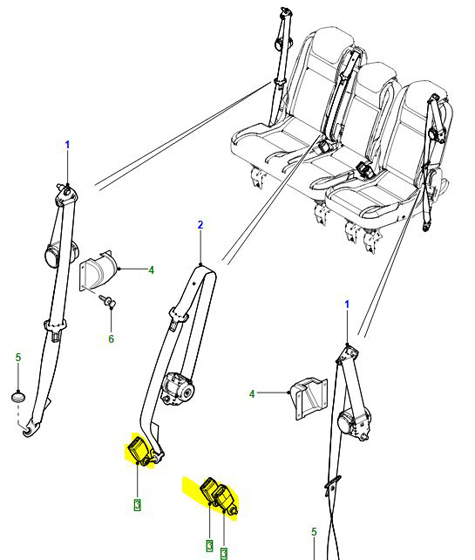 BUCKLE REAR SEAT BELTS EVL501100PMA