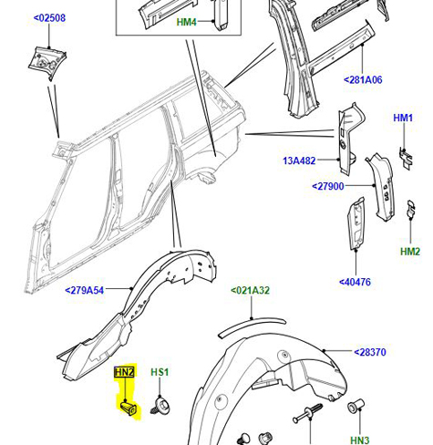 NUT SERT REAR WHEELHOUSE PYH000040