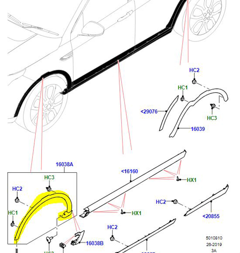 MOULDING FRONT RIGHT HAND WHEEL ARCH LR123729