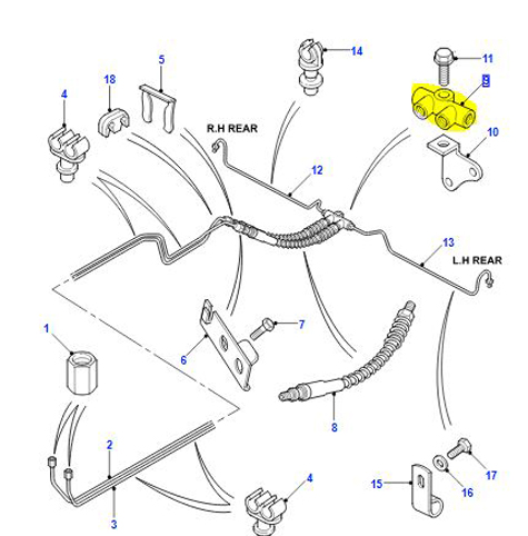 T PIECE REAR BRAKE PIPES SGL100010