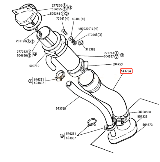 HOSE FUEL FILLER 543764