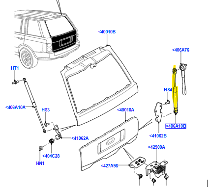 GAS LIFT REAR LOWER TAILGATE LR017455